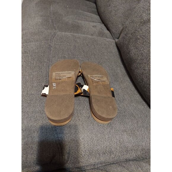 Yellow Box Slides Keily Sz 8.5 Real Fur Dyed And Treated Cow Hair Summer Flips - Picture 6 of 7